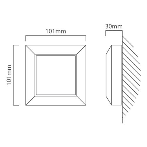 Helena Outdoor Surface Wall Light Grey LED 4.1W 4000K, Dimension drawing (CAD)