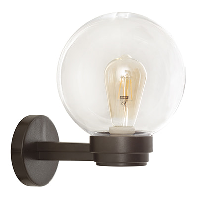 Milan Outdoor 200mm Clear Bowl Fitting Wall Mount