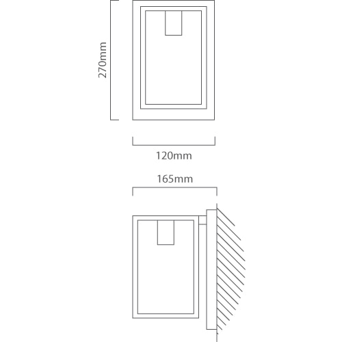 Budrone Outdoor Wall Light Black E27, Dimension drawing (CAD)