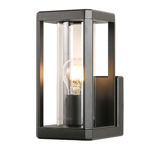 Bhok Ali Square Outdoor Wall Light Black Clear Glass LED