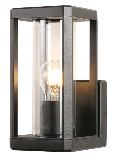 Bhok Ali Square Outdoor Wall Light Black Clear Glass LED, view 2