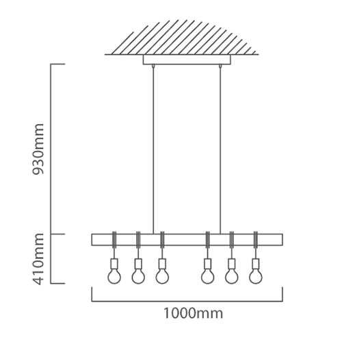 Townshend 6LT Pendant Black, Dimension drawing (CAD)
