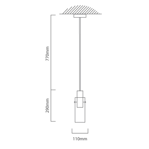 Montefino 1LT Pendant 110mm Black, Dimension drawing (CAD)