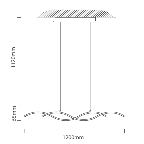 Lasana2 Pendant 1200mm Chrome/White, Dimension drawing (CAD)