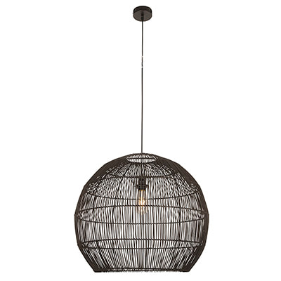 Erna 600 BLK Pendant Black Woven Rattan E27