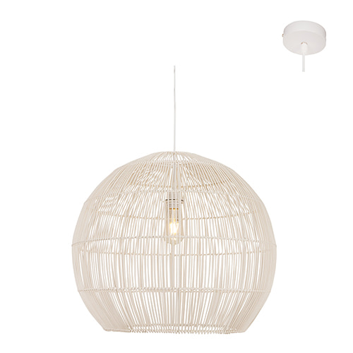 Erna 600 WH Pendant White Woven Rattan E27