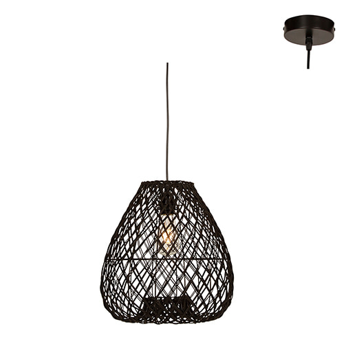 Albert Pendant Black Woven Rattan E27