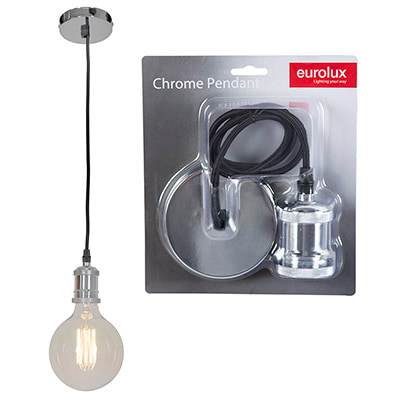 Pendant Aluminium Chrome E27 CE Lampholder
