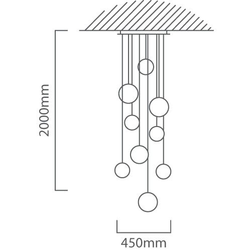 Aurora Medium Pendant LED 75w 3000K Dimmable, Dimension drawing (CAD)