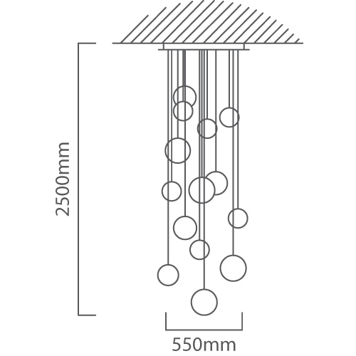 Aurora Large Pendant LED 128w 3000K Dimmable, Dimension drawing (CAD)