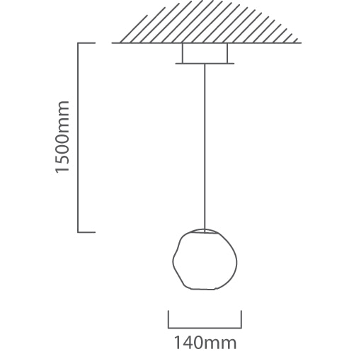 Molten Pendant Chrome LED 5W 3000K, Dimension drawing (CAD)