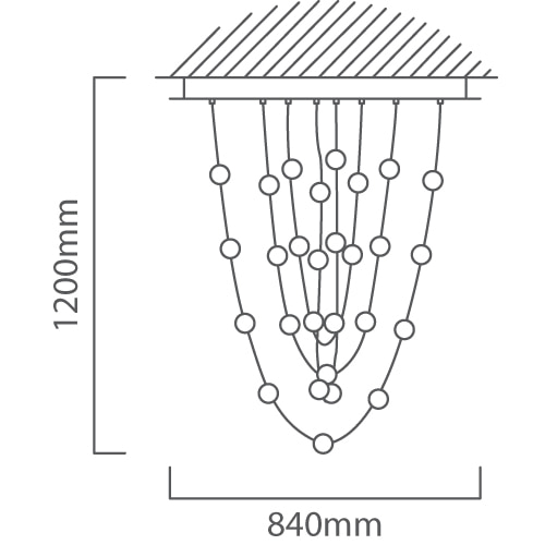 Celestial Sphere Pendant LED 102W 3000K Dimmable, Dimension drawing (CAD)