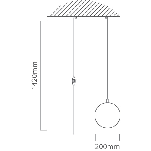 Rondo3 Pendant Black E27 1x40w, Dimension drawing (CAD)