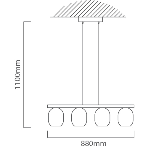 Filago 4LT Pendant Black E27, Dimension drawing (CAD)