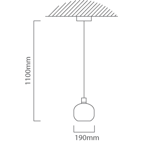 Oilella Pendant Black E27, Dimension drawing (CAD)