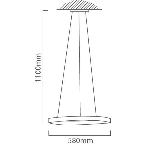 Vallerosa Pendant Brushed Brass LED, Dimension drawing (CAD)