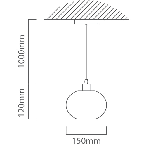 Weavesphere Round Pendant White E27, Dimension drawing (CAD)