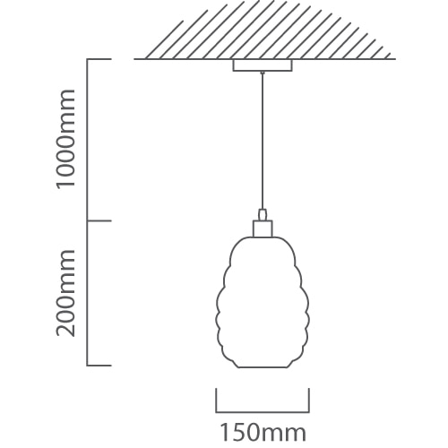 Weavesphere Narrow Pendant White E27, Dimension drawing (CAD)