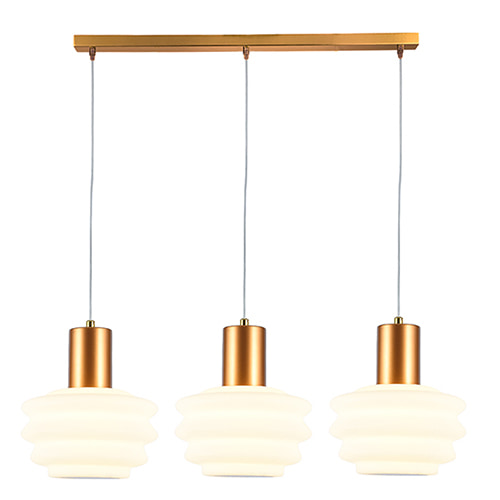 Beehive Trio Pendant White & Brass LED