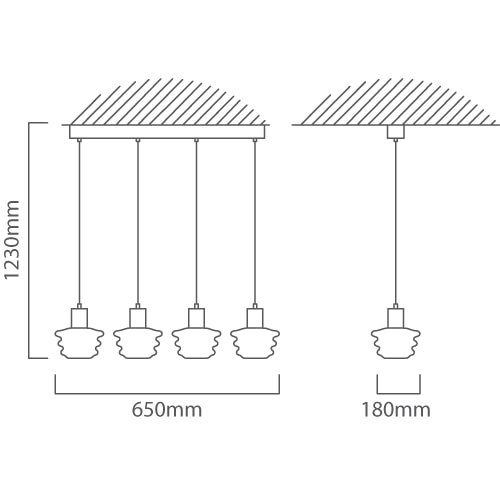 Beehive Trio Pendant White & Brass LED, Dimension drawing (CAD)