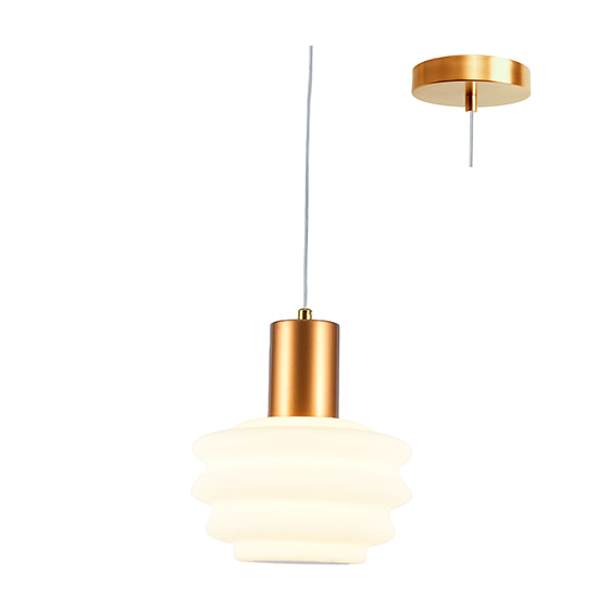 Beehive Single Pendant White & Brass LED