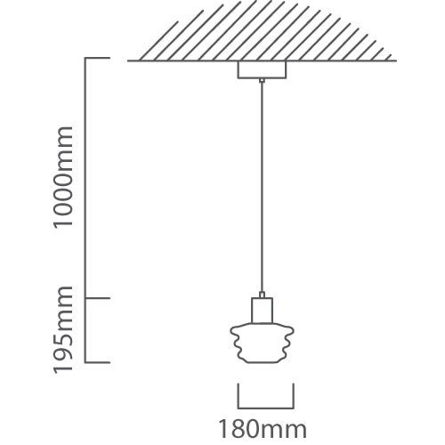 Beehive Single Pendant White & Brass LED, Dimension drawing (CAD)