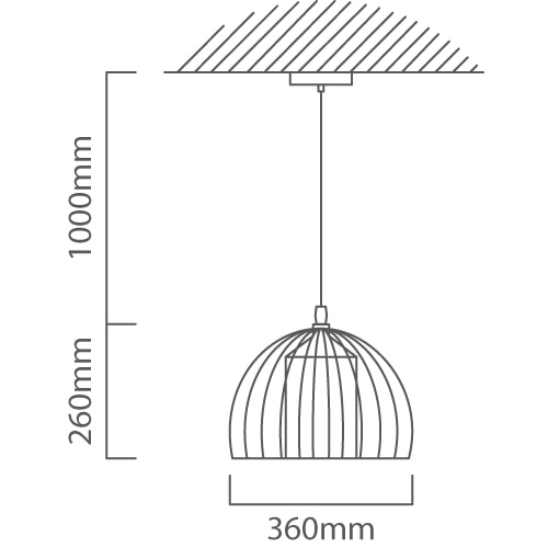 Sunbeam Large Pendant White & Gold E27, Dimension drawing (CAD)