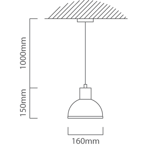 Iron Mesh Pendant Grey E27, Dimension drawing (CAD)