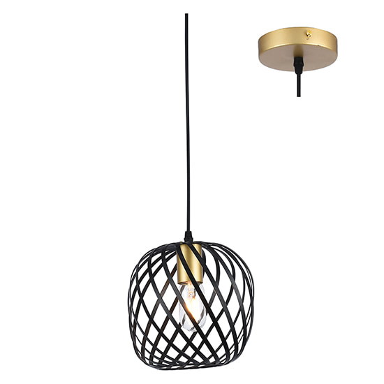 Noir Elegance Small Pendant Black & Gold E27