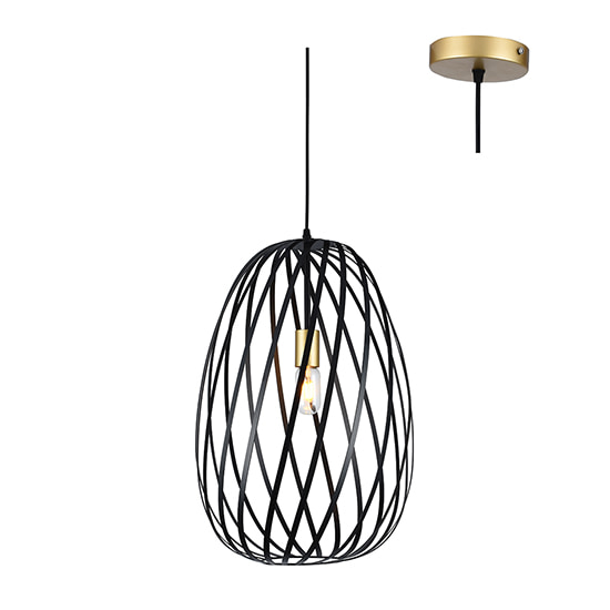 Noir Elegance Medium Pendant Black & Gold E27