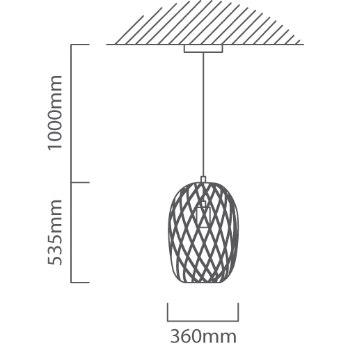 Noir Elegance Medium Pendant Black & Gold E27, Dimension drawing (CAD)