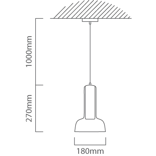 Zenith Glass Pendant Brass GU10 LED, Dimension drawing (CAD)