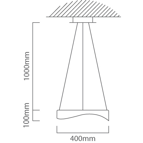 Ellipse Pendant Wood Print LED 23W, Dimension drawing (CAD)