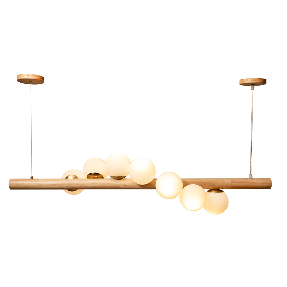 Astral Beam 7LT Pendant Wood & White E27
