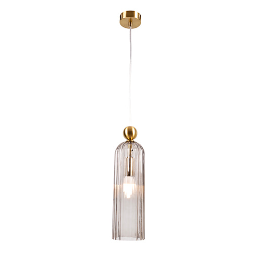 Pendant 100mm Gold & Smoky Grey Glass E14