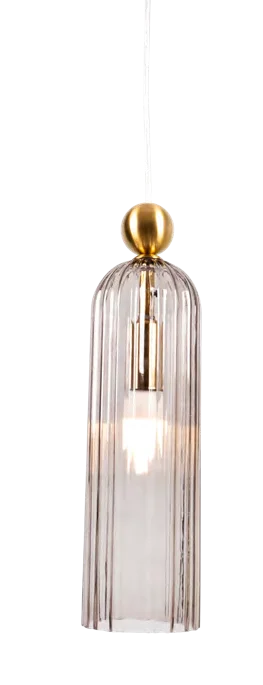 Pendant 100mm Gold & Smoky Grey Glass E14, view 2