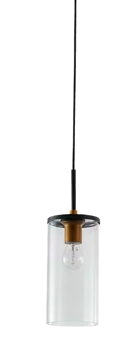 Pendant 130mm Clear Glass Black & Bronze E27, view 2