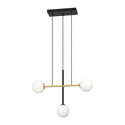 Paz 3LT Pendant Black & White & Brushed Brass E14