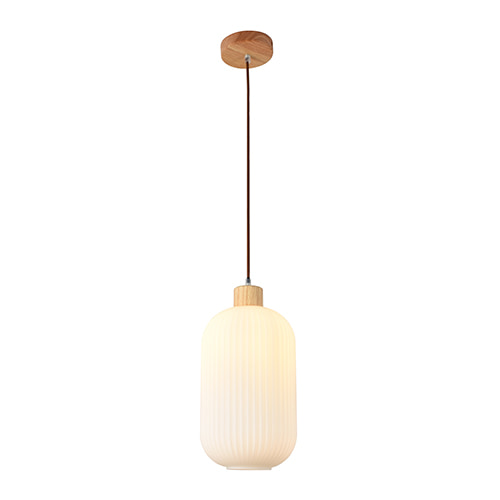 Nesta2 Pendant 200mm White & Wood E27