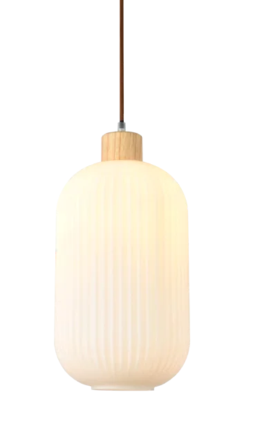 Nesta2 Pendant 200mm White & Wood E27, view 2