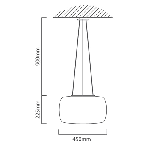 Optica Pendant 450mm Satin Chrome E27, Dimension drawing (CAD)