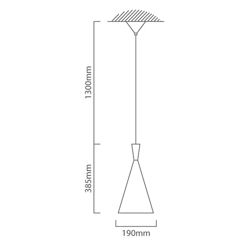 Industria Pendant 190mm Black & Gold E27, Dimension drawing (CAD)