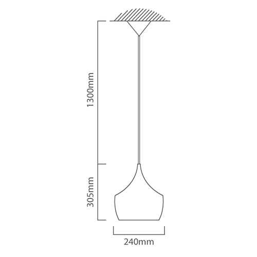 Industria Pendant 240mm Black & Gold E27, Dimension drawing (CAD)