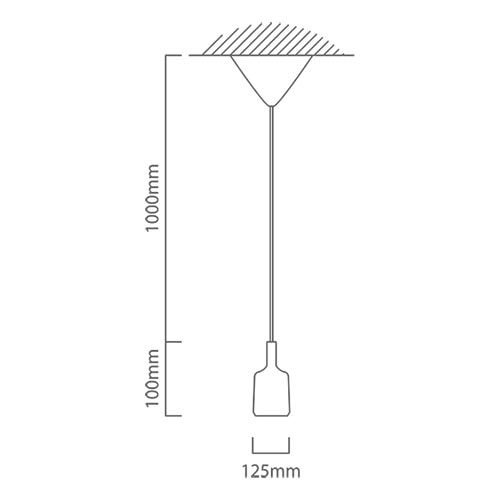 Silicone Pendant Grey E27, Dimension drawing (CAD)