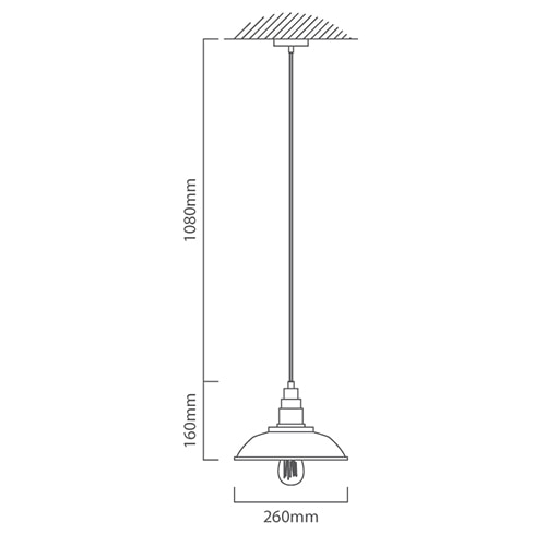 Farmhouse Pendant 260mm Black E27, Dimension drawing (CAD)