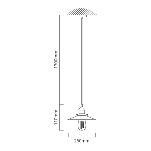 Farmhouse Pendant 260mm Black E27, Dimension drawing (CAD)