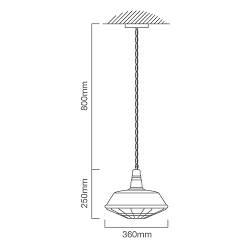 Vibrato Pendant 360mm Black E27, Dimension drawing (CAD)