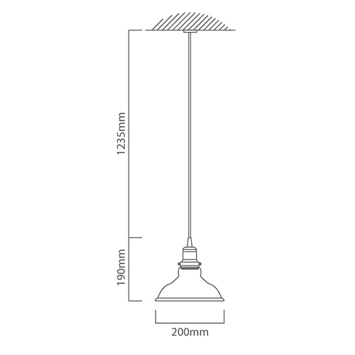 Farmhouse Pendant 200mm Clear Glass E27, Dimension drawing (CAD)