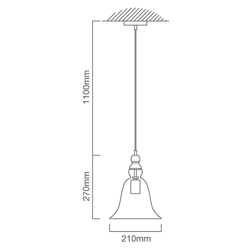 Vino Pendant 210mm Clear Glass E27, Dimension drawing (CAD)