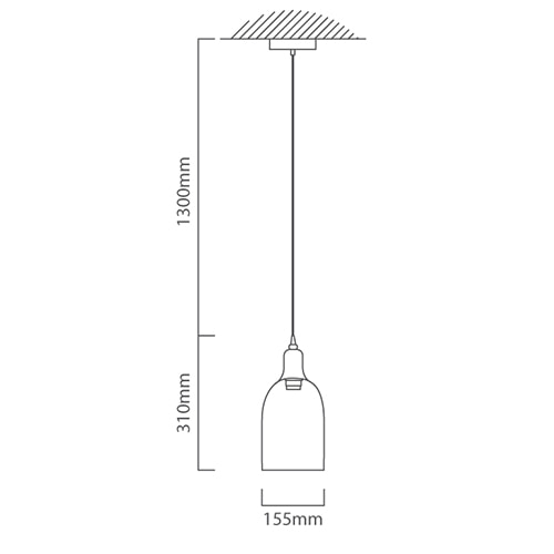 Farmhouse Pendant 155mm Black E27, Dimension drawing (CAD)